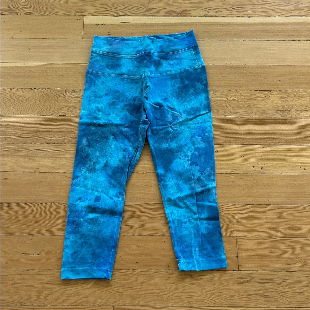 HARD TAIL FOREVER tie dye blue capri yoga leggings size S 90% cotton 10% lycra - Picture 2 of 13